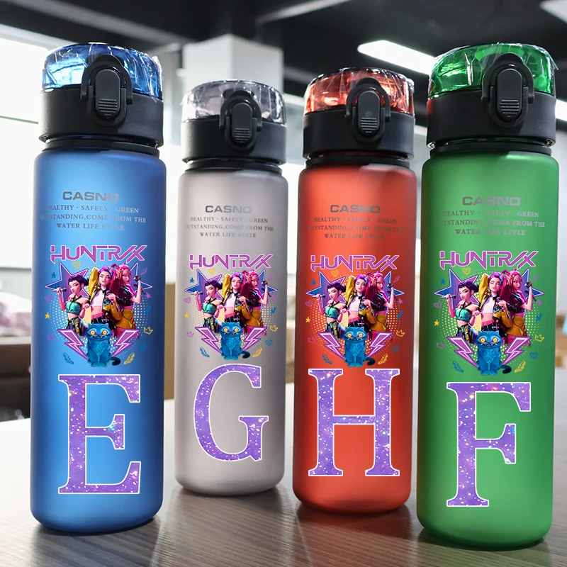 K-Pop Demon Hunters 560 мл Буквы A-Z Прямая чашка для воды для питья Синий Черный Красный Зеленый HUNTR/X Rumi Mira Периферийная бутылка Подарок