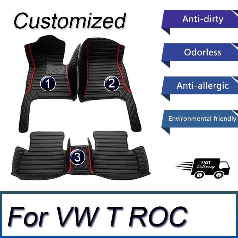 

Car Floor Mats For VW T ROC 2020~2022 AUTO DropShipping Center Interior Accessories Leather Carpets Rugs Foot Pads