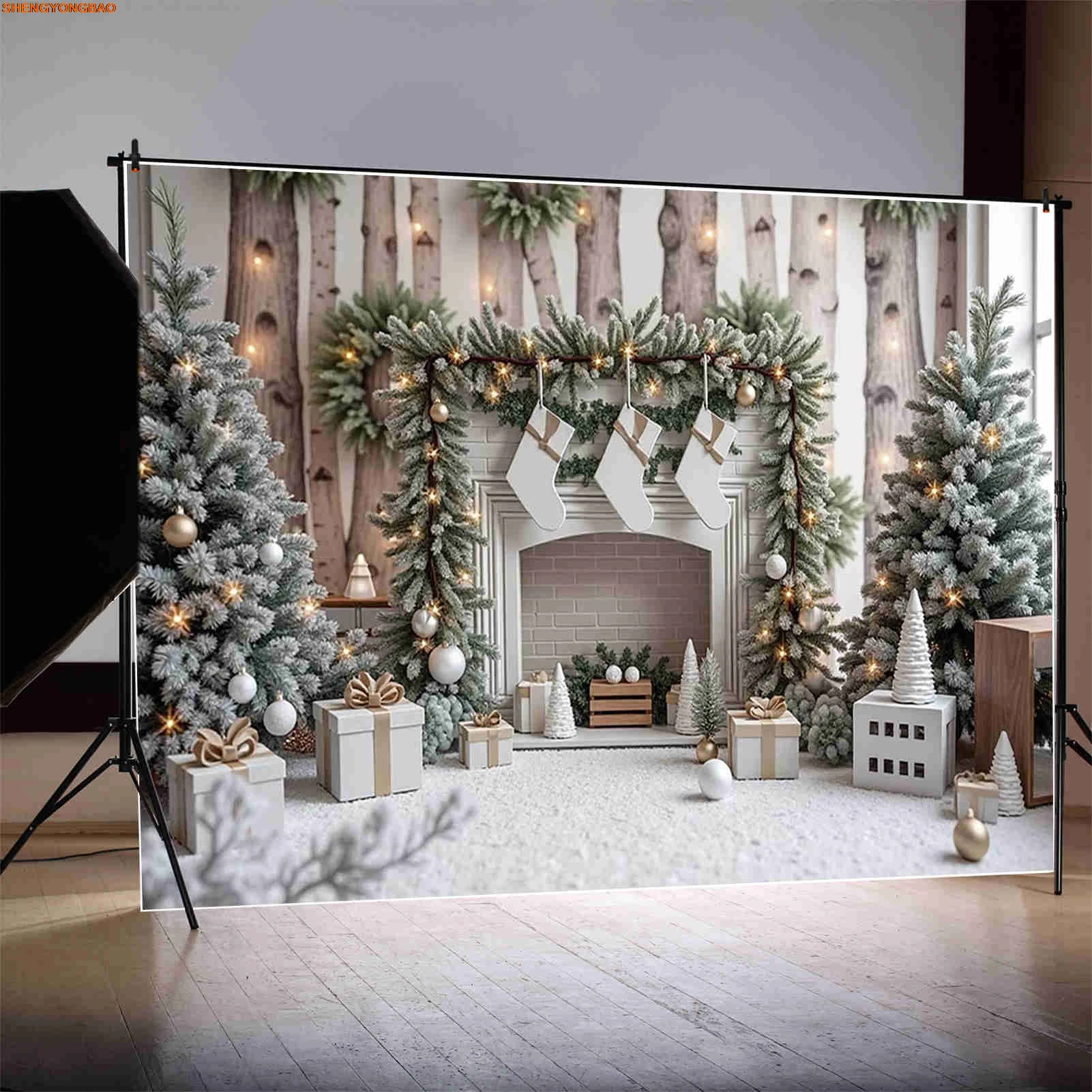 2025 Christmas Background Photography Home Decoration Xmas Tree Candles Photocall Backdrop Baby Photo Studio Accessories