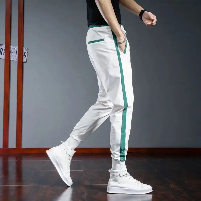Casual Pants Man Summer Thin Ice Silk Quick Drying Classic Cotton Slim Fit Sale Long Wrinkle Baggy New In Wide Trousers for Men