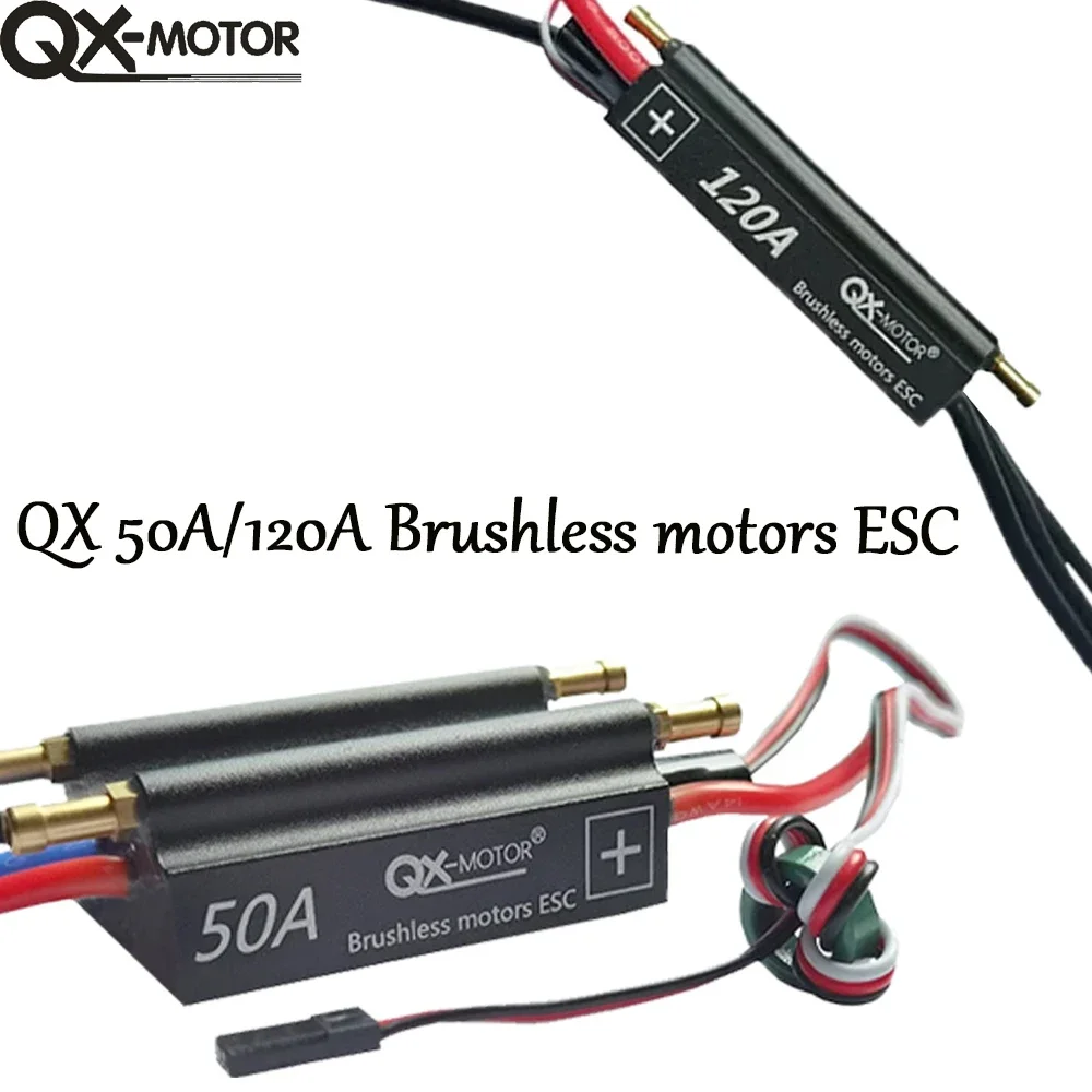 QX-motor مقاوم للماء بدون فرش ESC 2-6S 50A 120A سرعة تحكم ل RC قارب السفينة مع نظام تبريد المياه BEC 5.5 فولت/5A