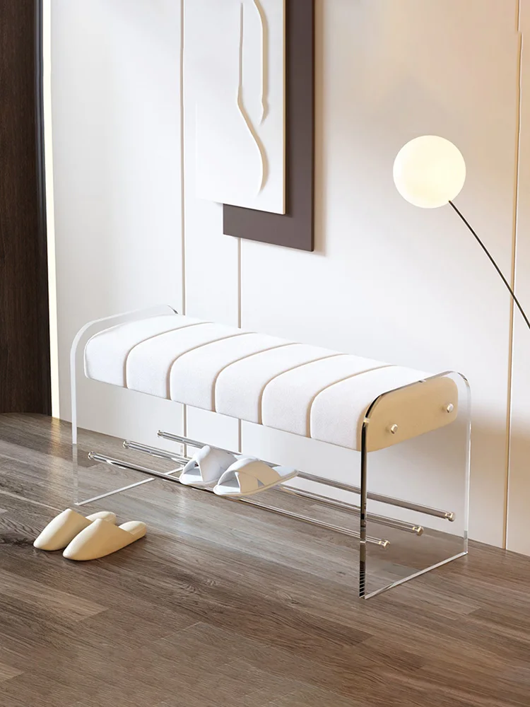 Nordic Furniture Acrylic Bench Stool Home Doorstep Transparent Shoe Changing Stools Bedroom Cloakroom Minimalist Makeup Chair