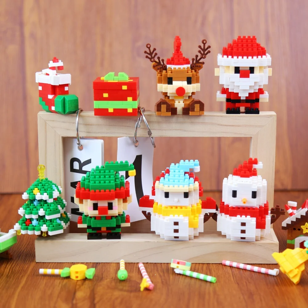 

Рождественские микро-мини-строительные блоки, игрушки Санта-Клаус, Рождественская елка, олени, снеговика, элементы, идеальные подарки, кирпичи, игрушки для детей