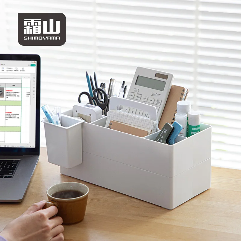 SHIMOYAMA 6 Grids PP Desktop Storage Box Stationery Pens Remote Control Cosmetic Organizer Household Stackable Office Organizer