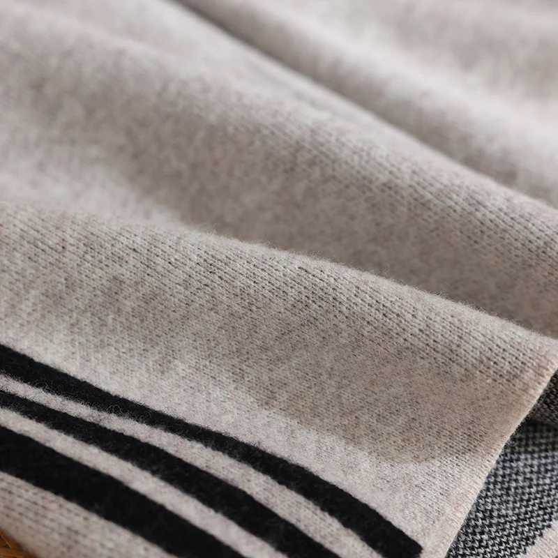 35% cachemire et 65% laine! Pantalon épais élastique à taille large pour femmes, jambes avec rayures latérales, chaud et élégant