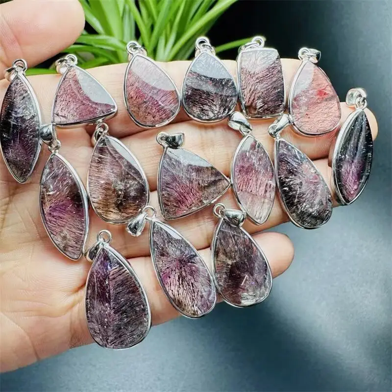 

S925 Natural Strawberry Quartz Butterfly Pendant Healing Reiki DIY Jewelry Accessories Holiday Gift 14X11X6MM