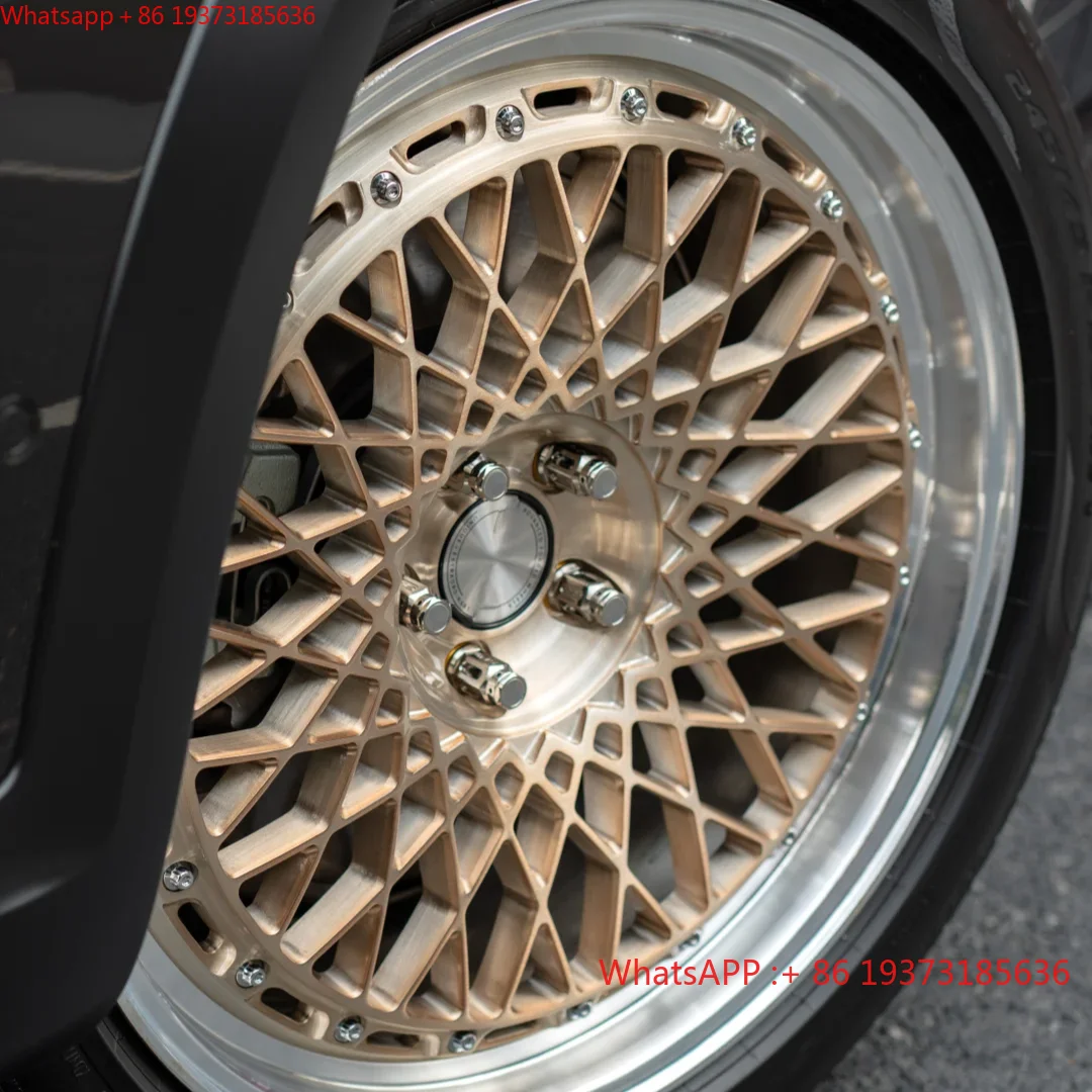 LZT-574 2 Piece Forged Wheels 6061-T6 Aluminum Retro Mesh Rims For Volvo V90 V60 S90 5x108 Custom Gold Machined Lip Alloy Wheel