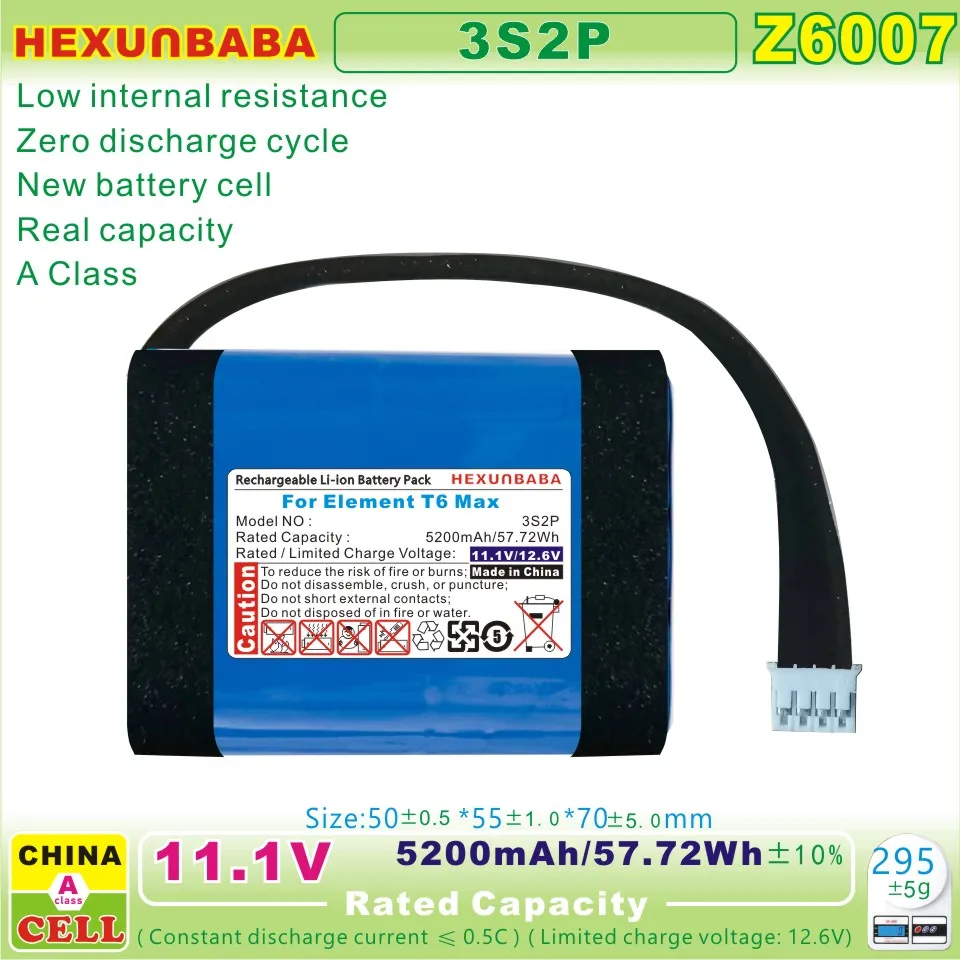 WLY 11.1V 5200mAh 6700mAh Li-Ion Battery For Tronsmart Element T6 Max Speaker    Z6007 Z6008