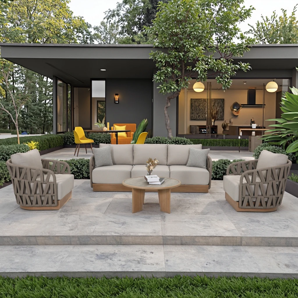 

Outdoor sofa, courtyard, exterior aluminum alloy, high-end villa, swimming pool, solid wood, garden, designer terrace furniture