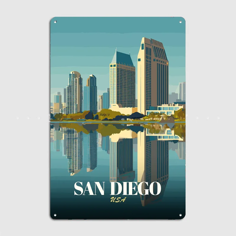 San Diego Reflection Poster Metal Sign Room Decor Life Wall Custom Bedroom Indoor Home Wall Decor Posters Room Decoration