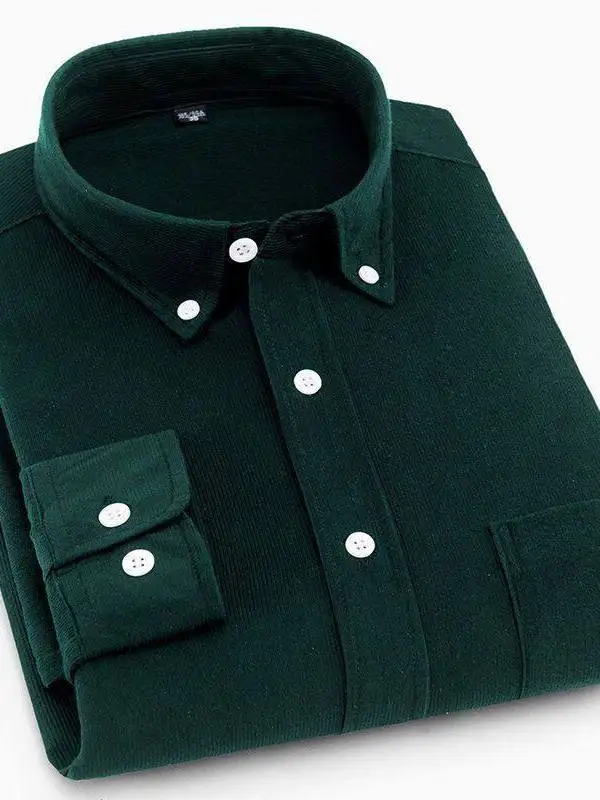 

Spring Autumn Corduroy Long Sve irt Casual ket Button Collar Men's Pure Color Busin Casual Top Ciwalk Cotton 00%