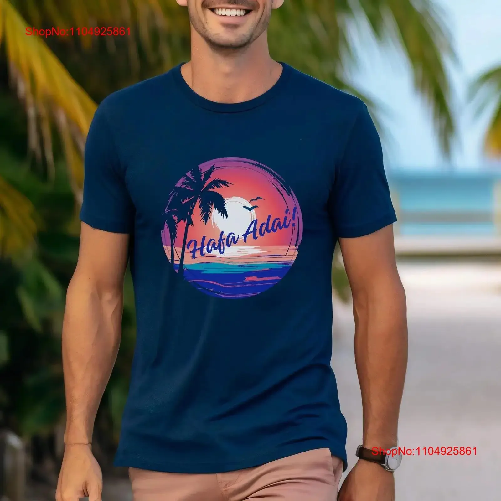 

Hafa Adai Guam Greeting T Shirt Tropical Beach Scene Island Welcome Apparel Vacation Souvenir vintage Washed Stylish