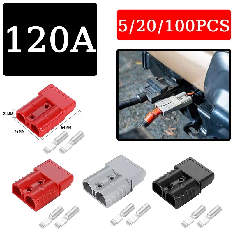 

120A 600V 2Pin Forklift Battery Connector 2/4/6AWG SB120 For Anderson Style High Current Quick Wire Conector Power Charging Plug