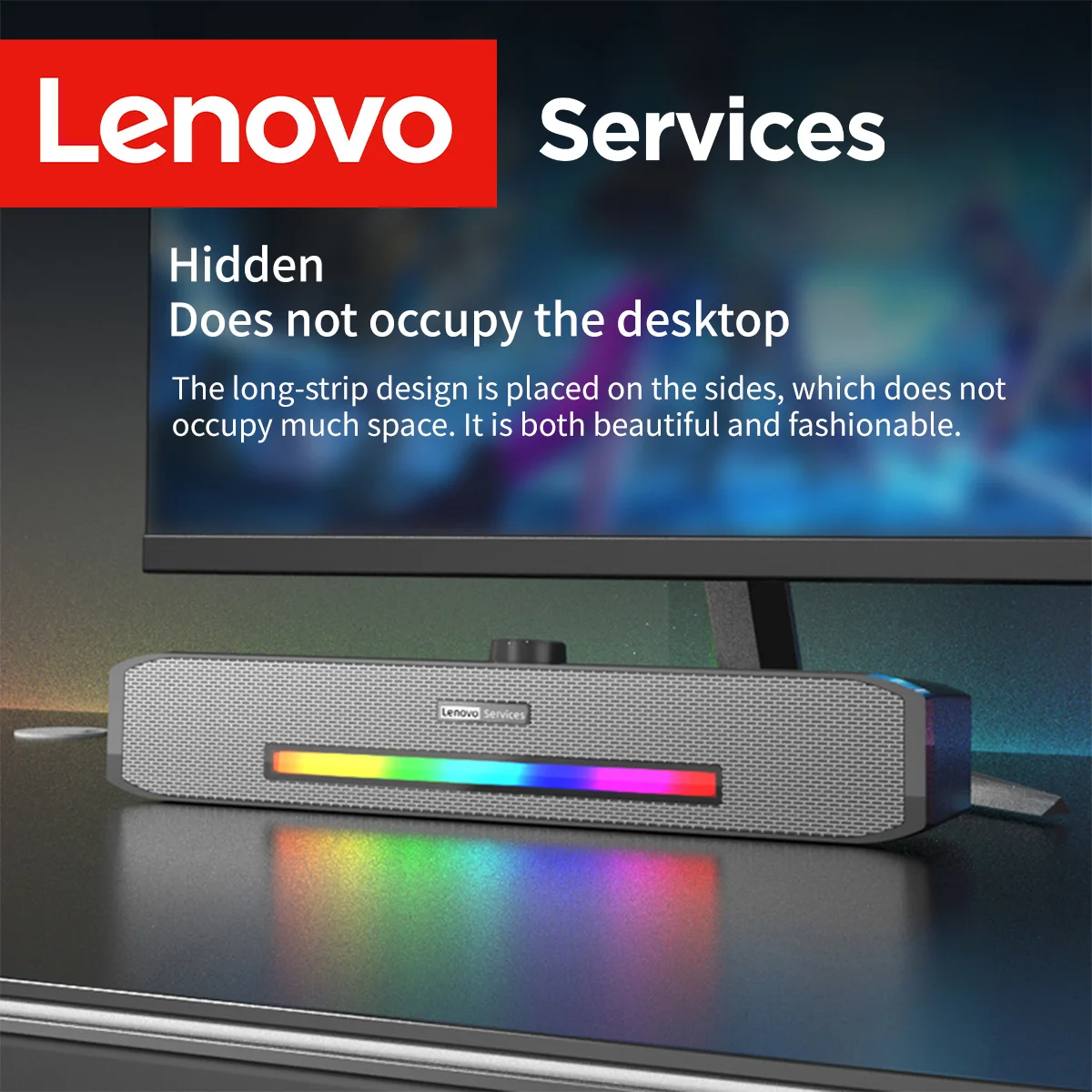 Lenovo Original Wired/Bluetooth Dual Channel Computer Speakers Deep Bass Rgb Light Music Player Hifi Sound Stereo Loudspeaker
