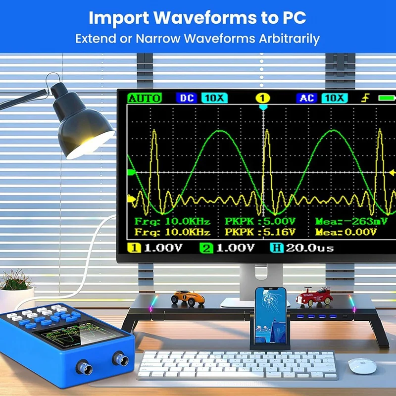 DSO2512G Digital Oscilloscope With 2 Channels 120Mhz Bandwidth Signal Generator 500Msa/S Sampling Rate, 2.8 Inch Display Durable