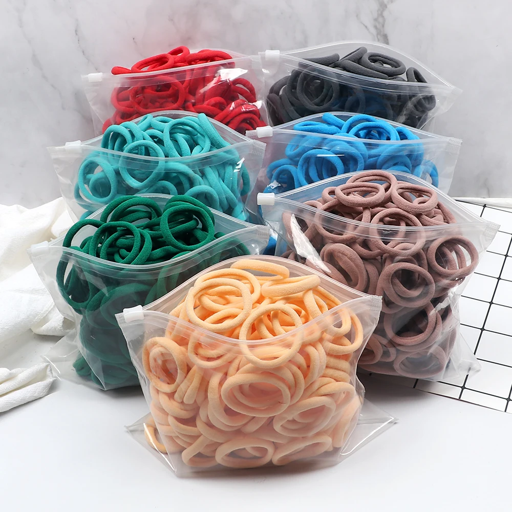 50 Teil/los Mädchen Bunte Nylon Elastische Haarbänder Frauen Grundlegende Gummiband Stirnband Scrunchie Kinder Pferdeschwanz Halter Haar Zubehör – Detail 12