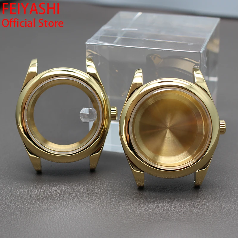 

FENYA 36mm 40mm Gold Pvd Watch Cases Sapphire Crystal Glass For Oyster Seiko NH35 NH36 4R36 Miyota8215 8205 Movement 28.5mm Dial