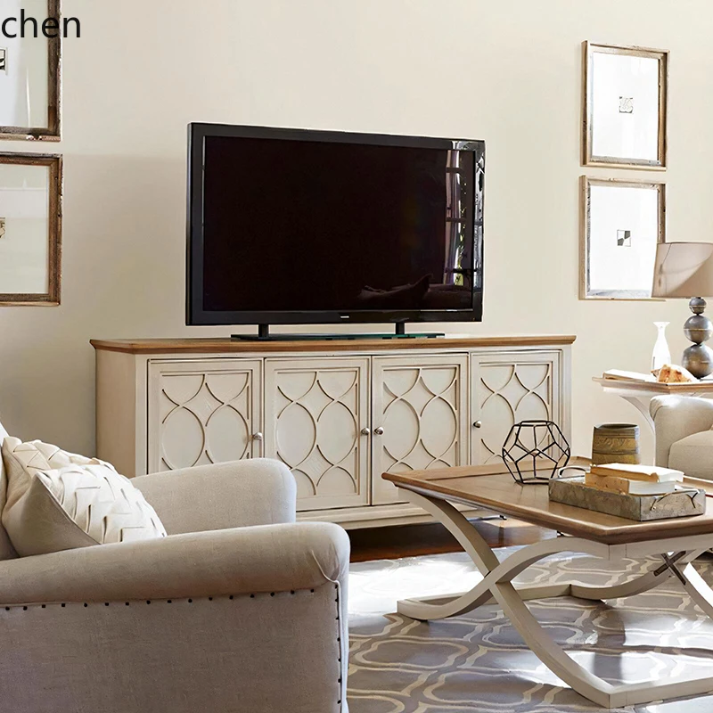 

HXL solid wood TV cabinet small apartment coffee table combination living room rectangular locker