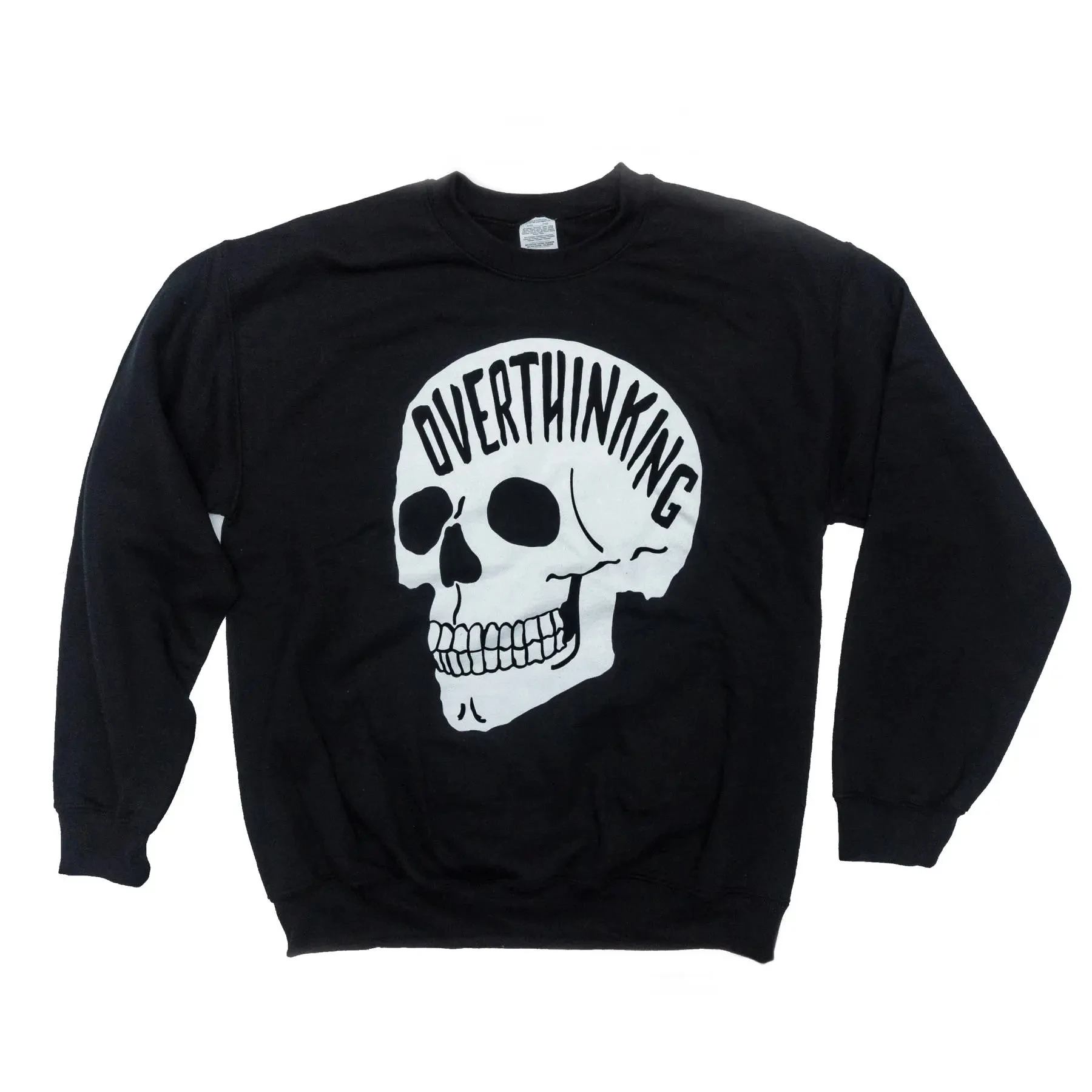 

Overthinking Slogan Women Sweatshirt Vintage Skull Print Female Clothes New Hot Sale Fashion Hip Hop Style Casual Girl Tops