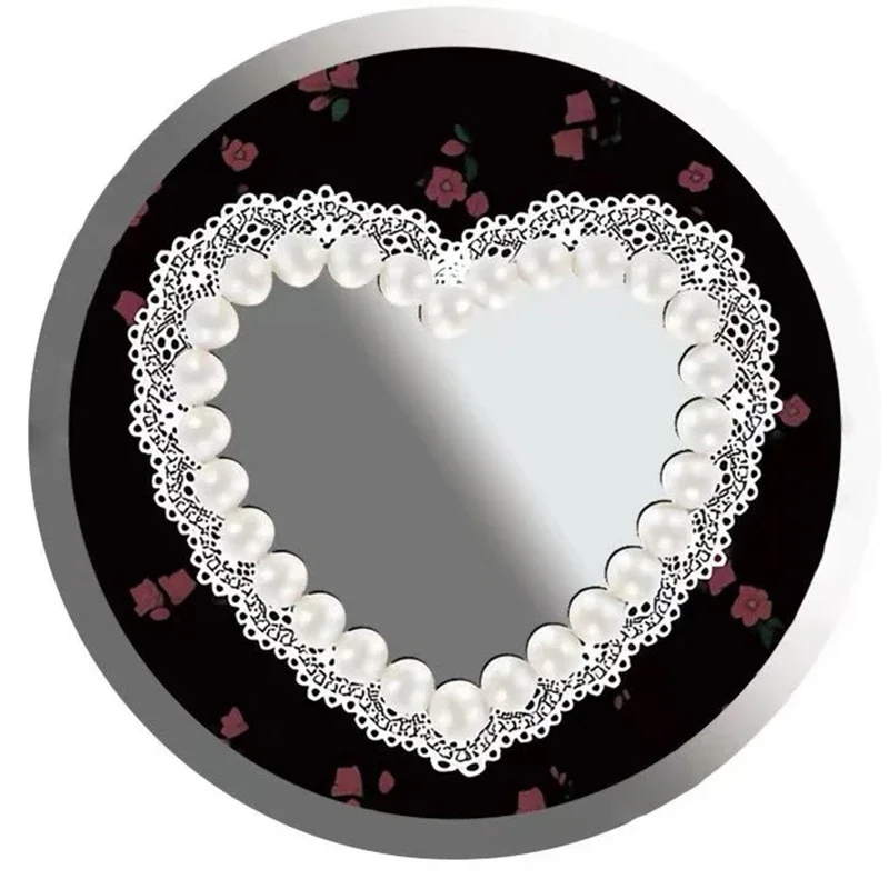 Soporte de teléfono negro plegable magnético con espejo de corazón y flores para IPhone 12 13 14 15 16 Pro Max soporte de montaje para S24 Ultra