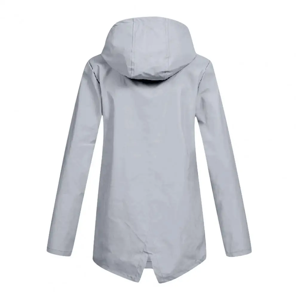 Women Fall Windbreaker Stylish Women's Windproof Hooded Coat with Drawstring Closure Patch Pockets for Fall Winter Outdoor Wear