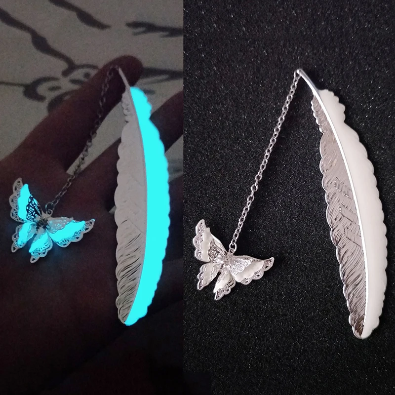 Niedliche Leuchtende Metall-Lesezeichen in Form von Schmetterlingen, Eulen und Libellen als Geschenk für Lehrer, Schönes Buchzubehör