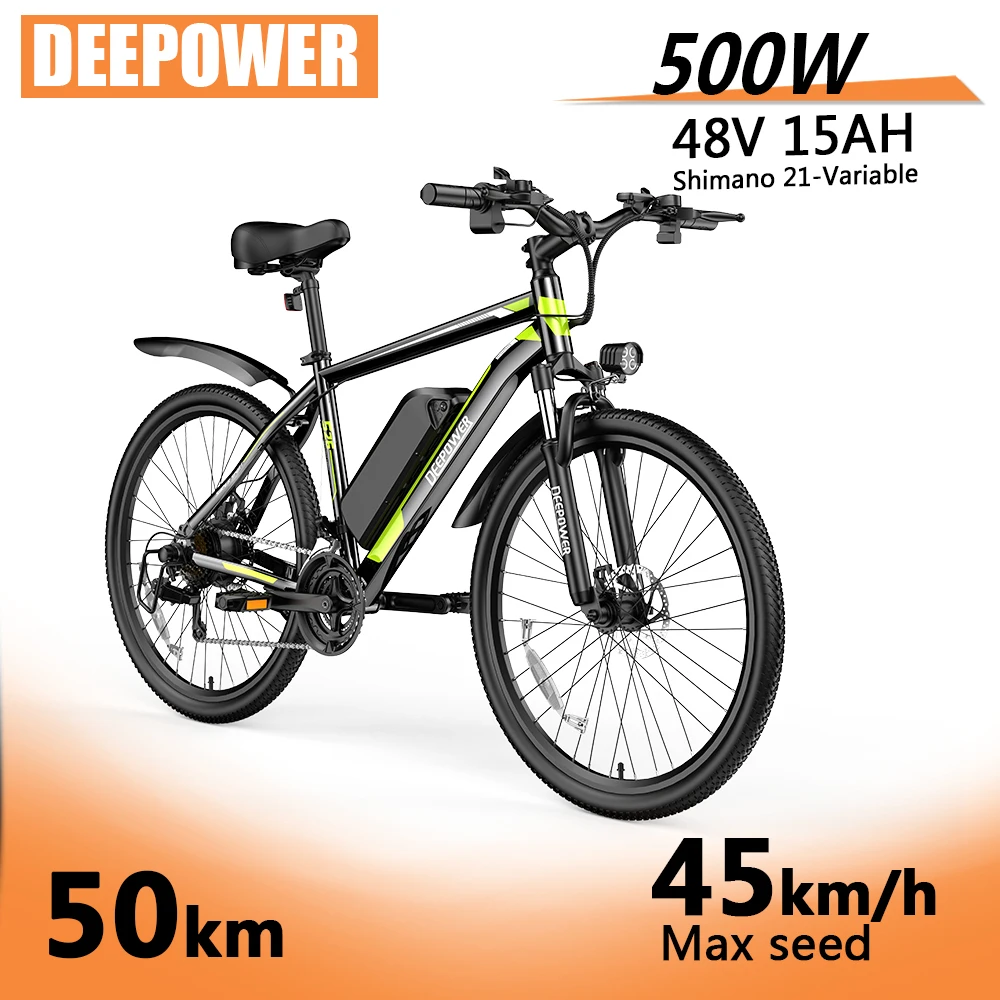 AliExpress DEEPOWER S26 500W Adults Ebike Electric Bike  48V 12.8AH Lithium Battery 26 Inch Fat Tire Electric E