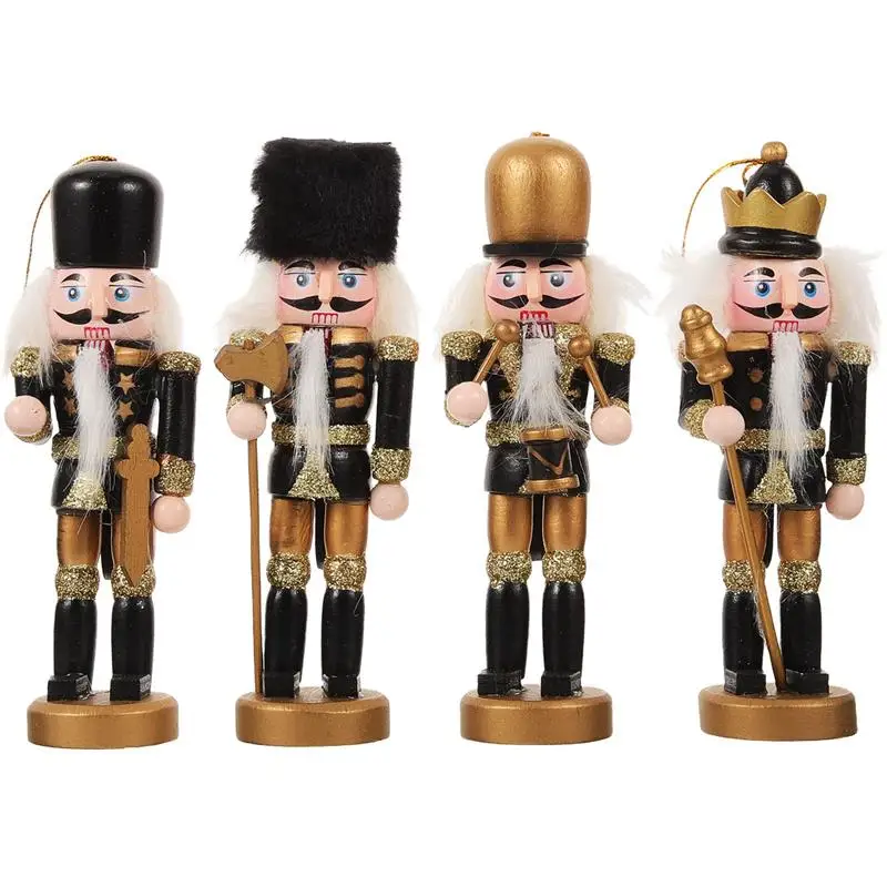 4pcs Wooden Nutcracker Adornments Christmas Home Decorations Christmas Gifts