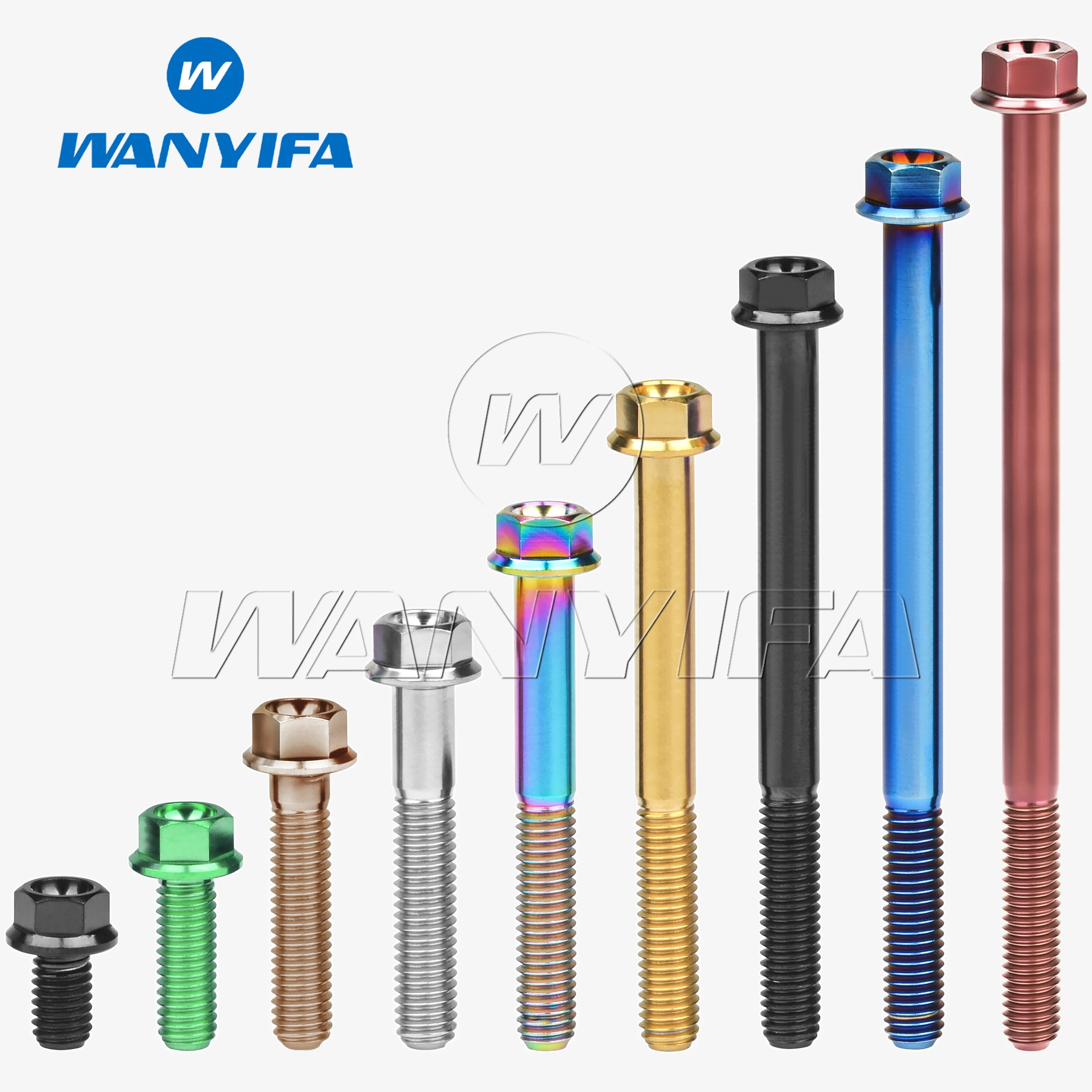 Wanyifa M6x10/15/20/25/30/35/40/45/50/55/60/65/70/75/80/90/100mm Titanium Bolt Flange Hex Head Screws for Bicycle Motorcycle Car