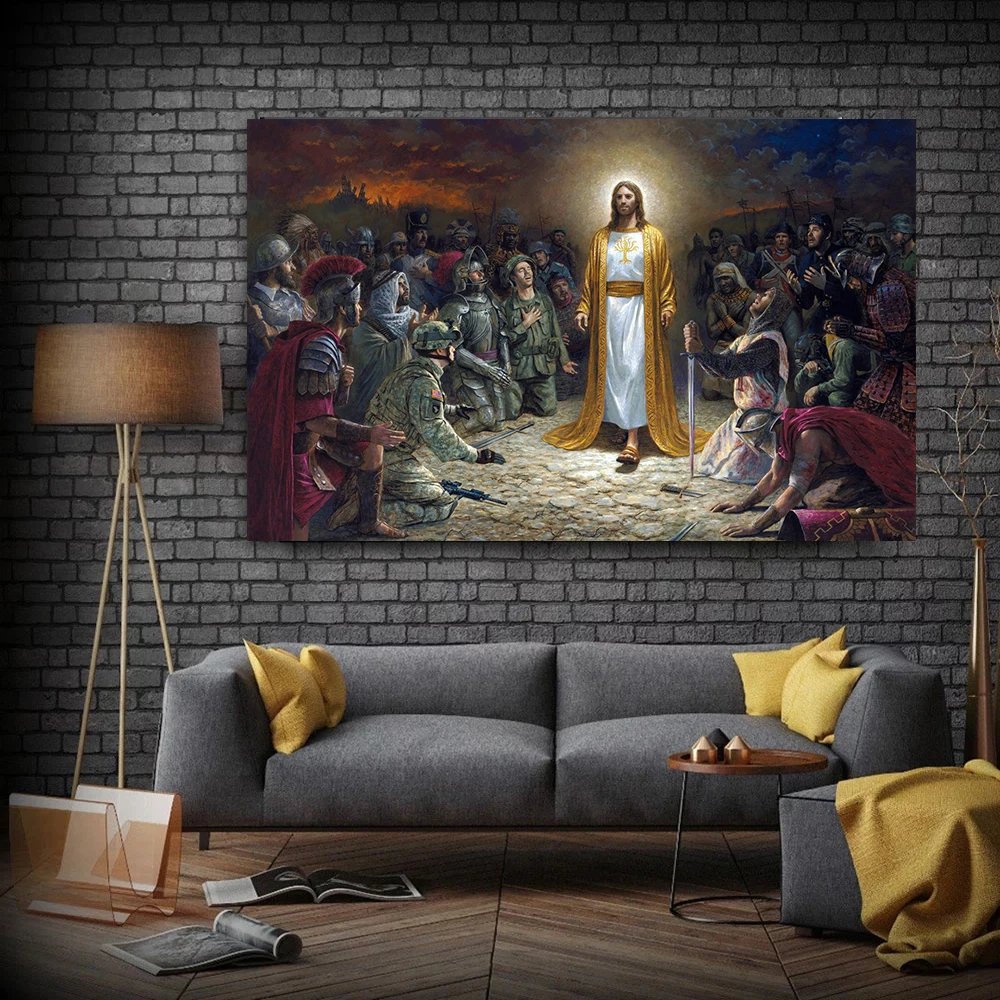 

Abstract Jesus Christ Portrait Posters and Prints Church Wall Art Pictures Famous Oil Canvas Painting for Living Room Home Decor