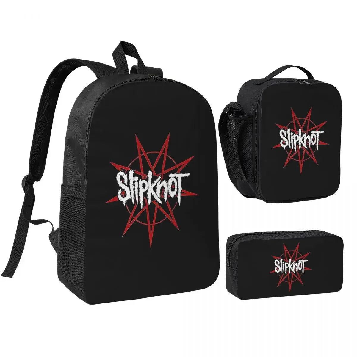 S-Slipknots Heavy Mental Music Backpack Boys Girls BookBag School Bag Laptop Shoulder Bags 3ps Insulated Lunch Bag Pencil Case