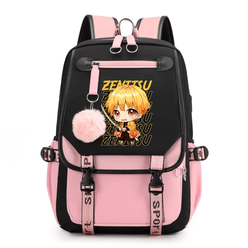 Sac à dos Agatsuma Zenitsu Harajuku pour adolescent, sac d'école de rue décontracté, sac à dos USB Anime, haute qualité, nouveau