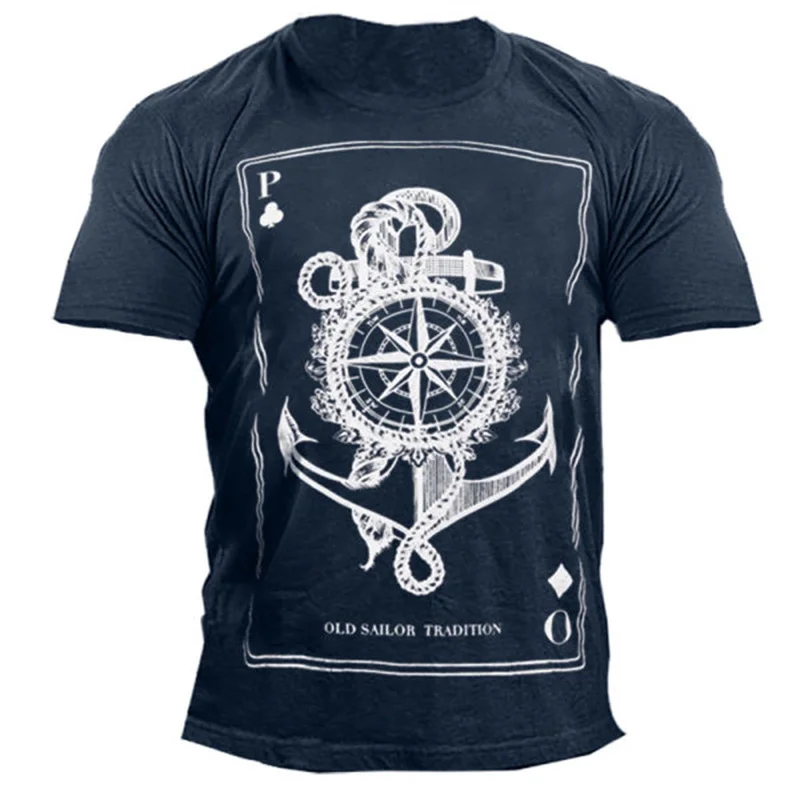 Nautical Anchor 3D Print T-shirt Oversize Men Women Vintage Short Sleeve Casual Tees Summer All-match O-neck Streetwear Unisex