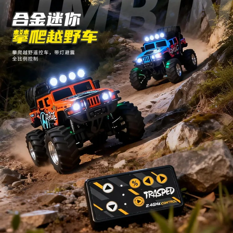 RC Car Mini Alloy Off-Road Big Foot Q Version Hummer Short Course Truck APP Control LED Lights Electric Toy Gift for Kids Boys