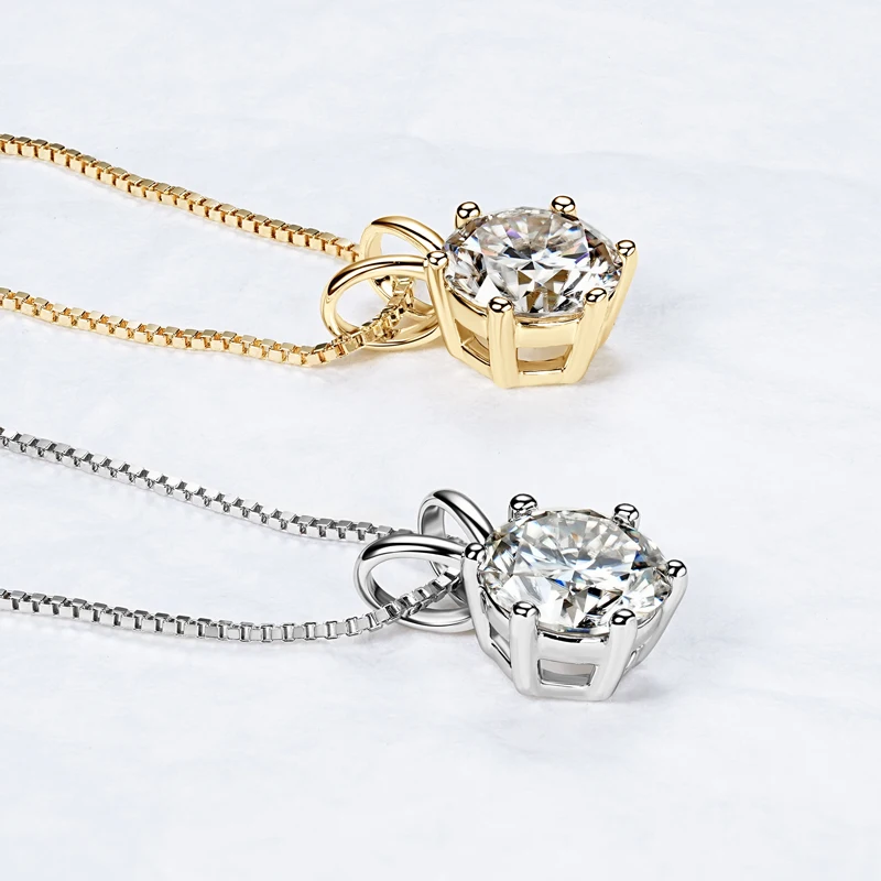 Klassische 0,5 CT-5 CT D Moissanit-Anhänger-Halskette, verstellbare Kette aus 925er Silber für Frauen mit Zertifikat, 2 CT, 3 CT, 4 CT Labordiamant – Detail 8