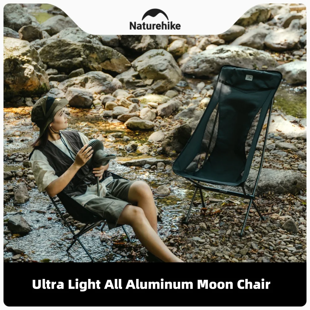 

Naturehike Outdoor Camping Chair - Ultra Light All Aluminum Moon Chair, Foldable Storage, 600D Tear resistant Oxford Cloth