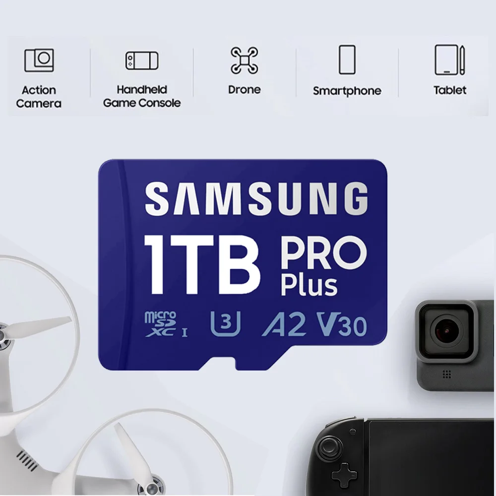 SAMSUNG Memory Card PRO Plus Micro SD Card 256GB Class 10 U3 MicroSD Card A2 V30 Trans Flash 128GB 512GB 1TB U3 4K Micro SDXC