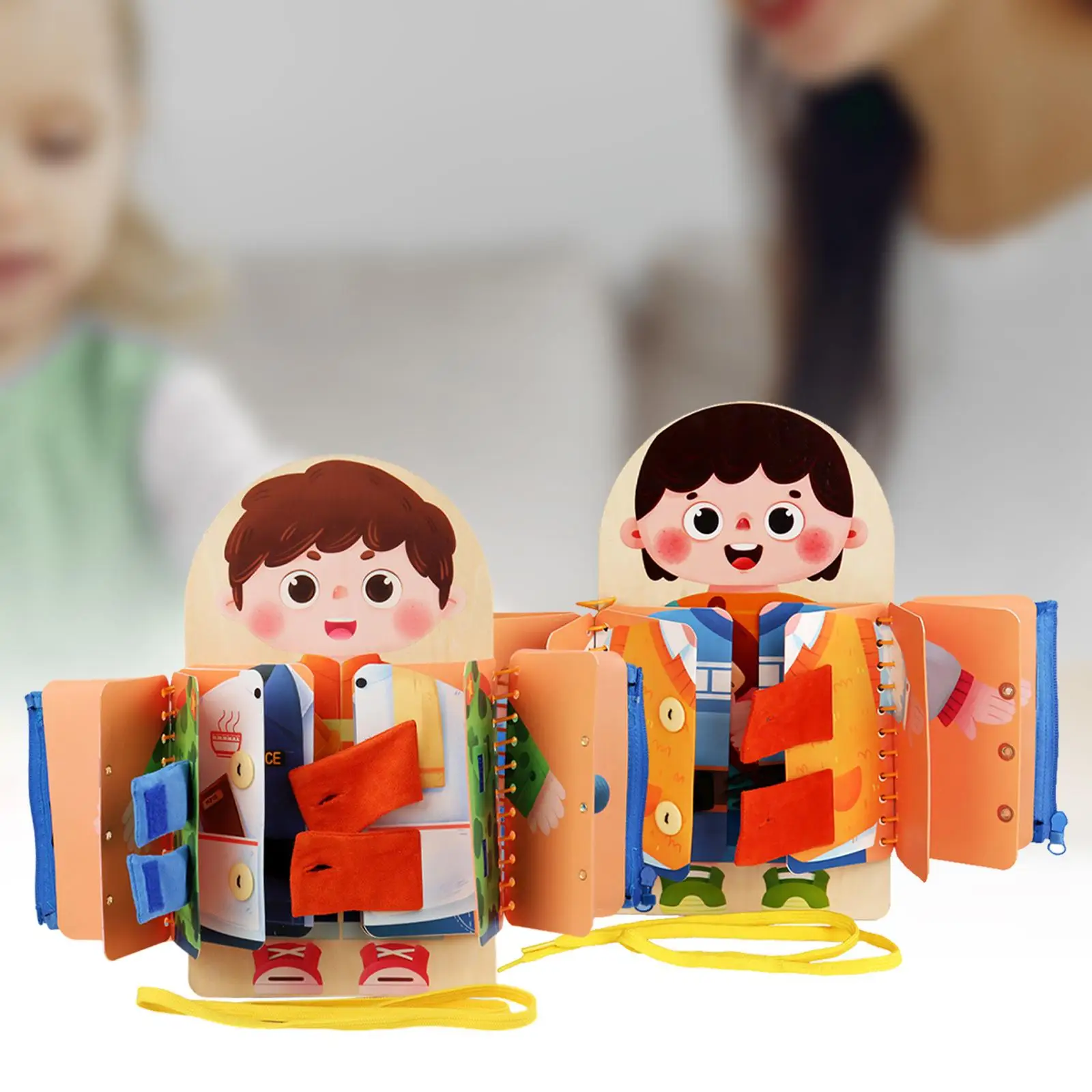 2Pcs Sensory Board Sensory Toy Travel Toy Educational Clothes Buckle Zipper Activity Board for Boys Girls Children Hoilday Gifts