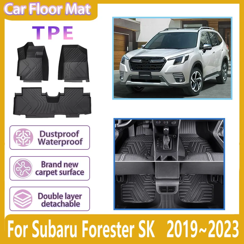 

LHD For Subaru Forester SK 2019~2023 2020 2021 2022 TPE Material Mats Waterproof Anti-Dirt Pad Floor Tray Liner Car Accessories