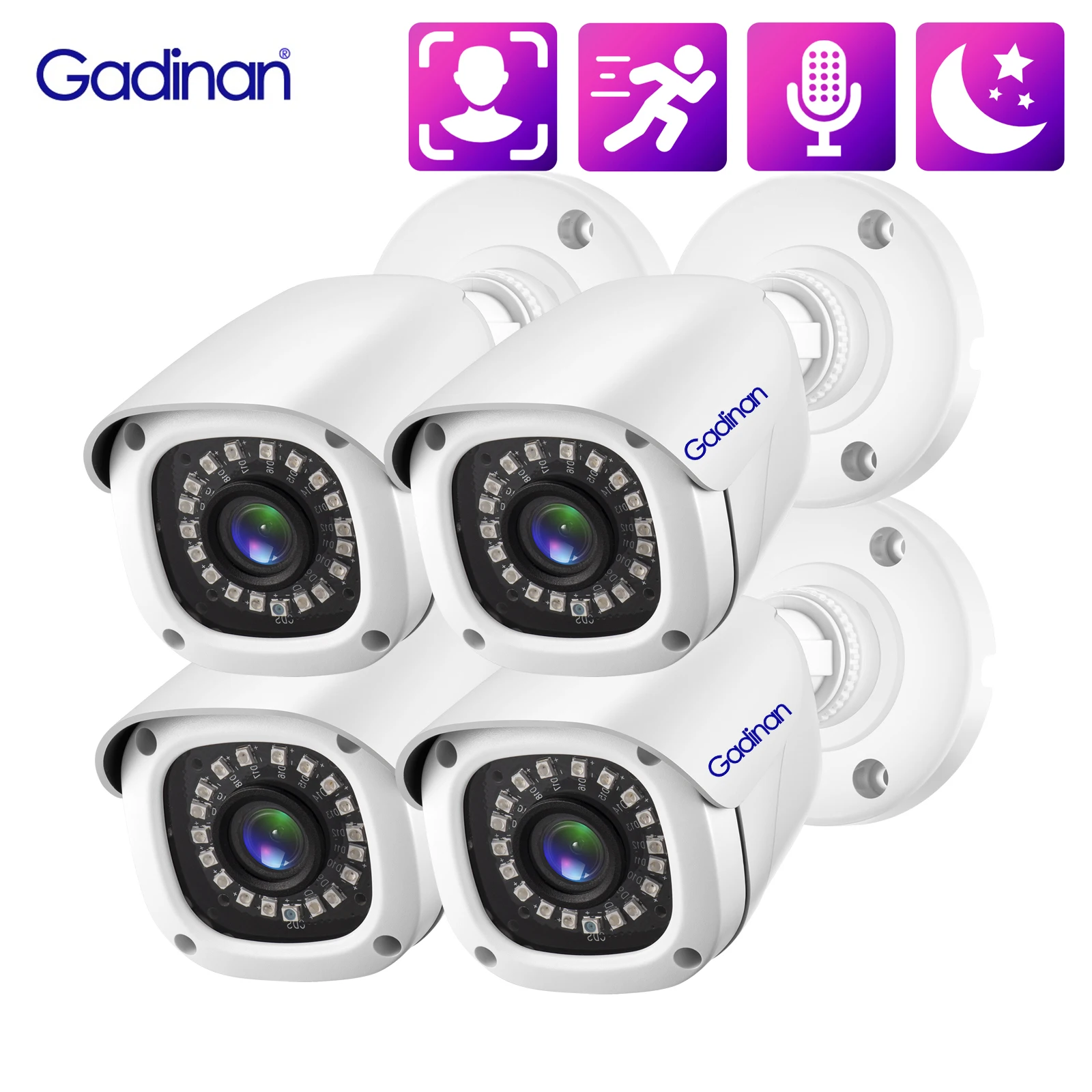 

Gadinan HD 4K 8MP Face Detection IP Camera Outdoor Audio Infrared Night Vision POE Video Surveillance Human Detection CCTV XMEYE