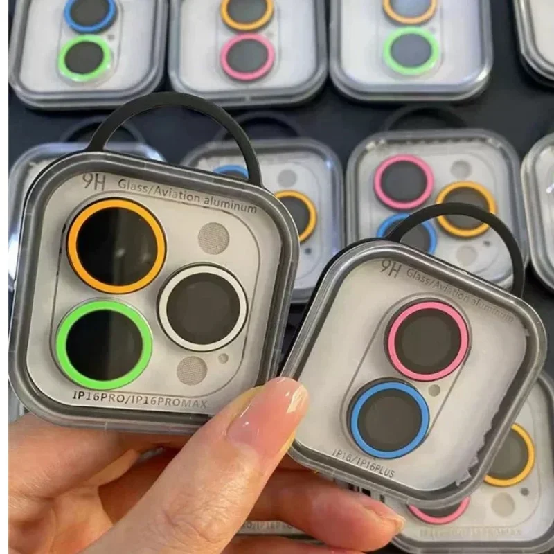 Luminous Lens Protector For IPhone 16 17 Pro Max Plus Full Cover Camera Lens Glass For IPhone 12 13 Mini Ceramic Lens Rings