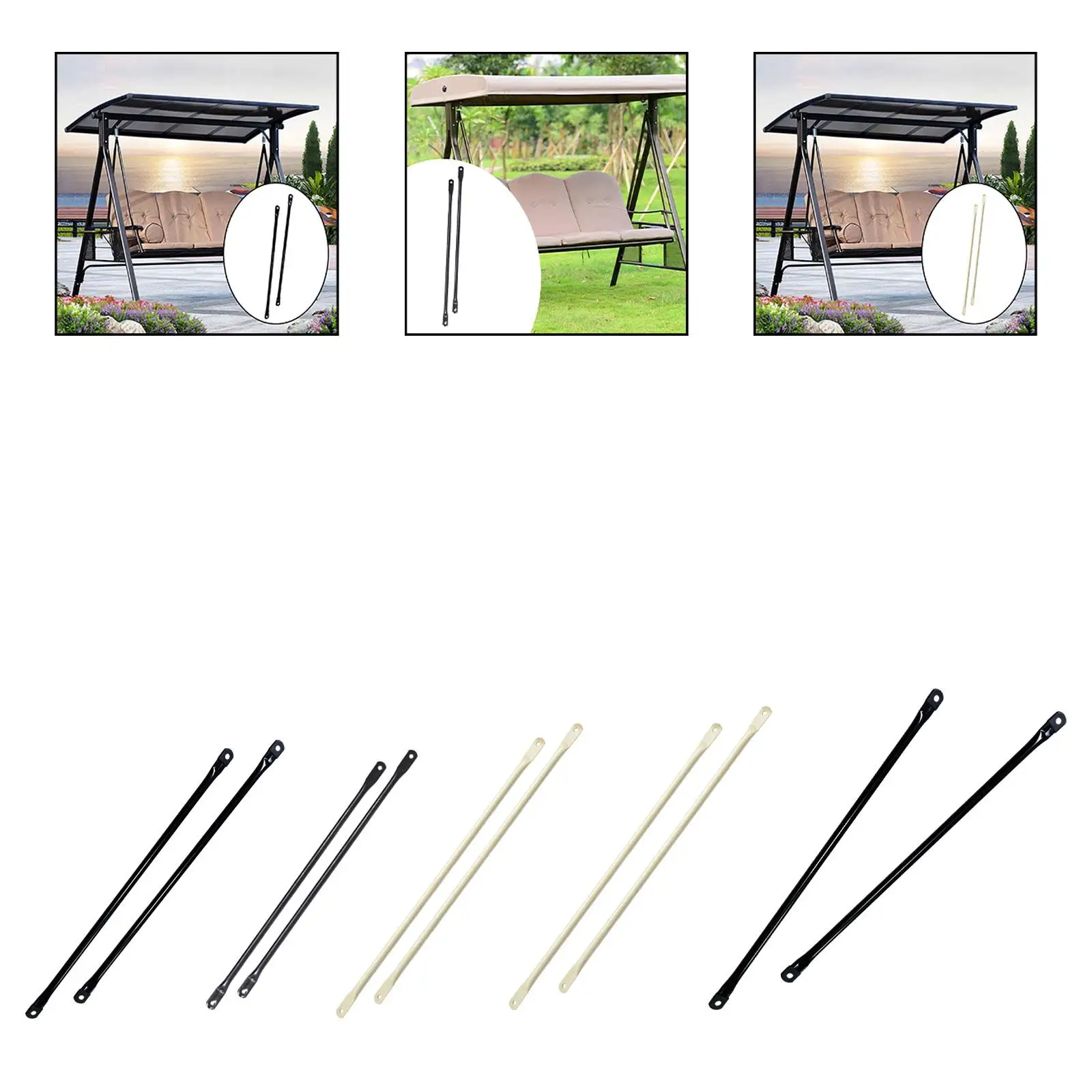 2Pcs Swing Replacement Bars Metal Swing Hanging Rods for Garden Swing Seat