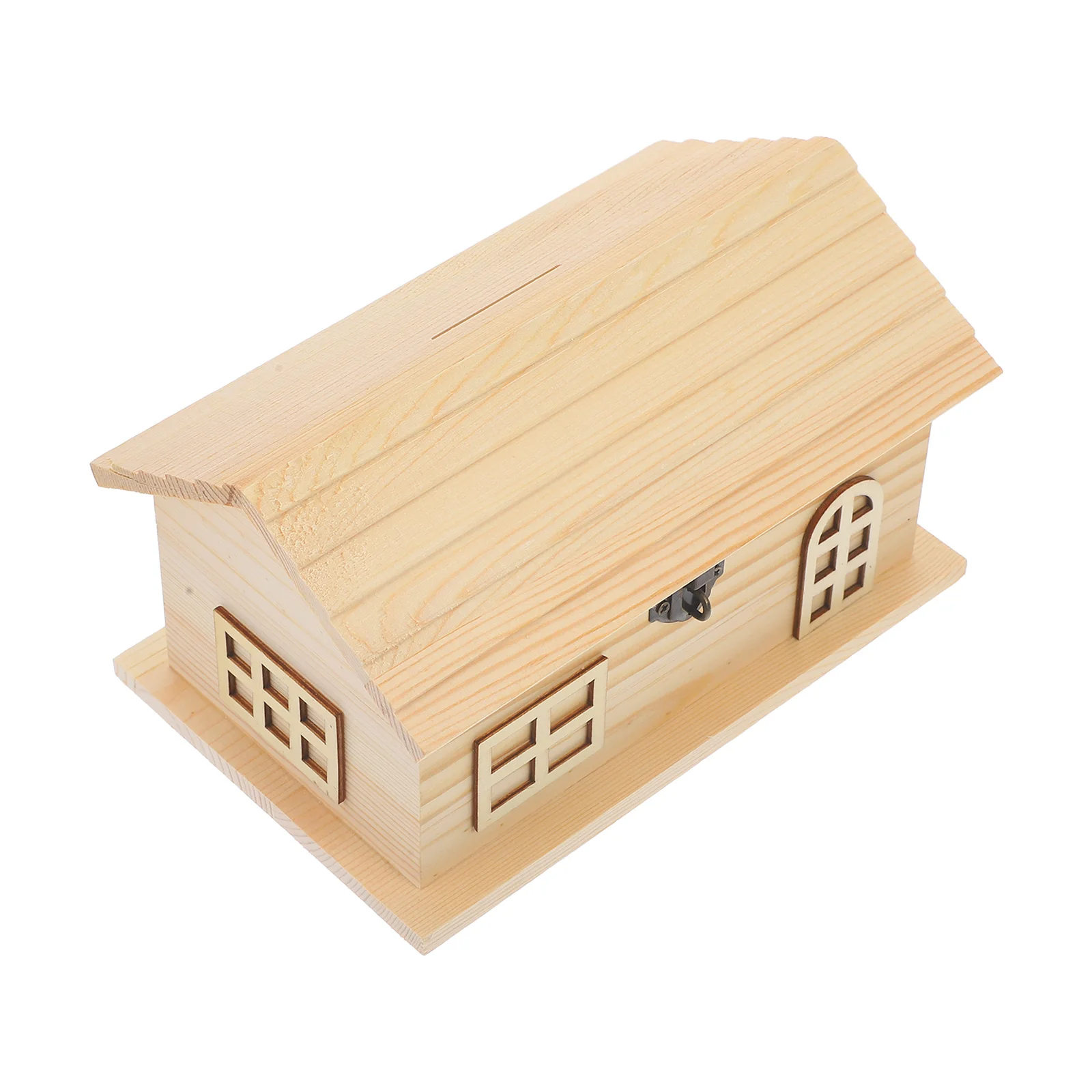 Onvoltooide houten spaarpot Huisvorm Diy Kids Saving Box Rustieke houten muntbank voor kinderen Geldopslag Craft