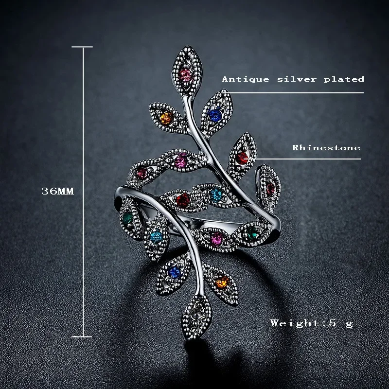 Iutopian Brand Multi Color Leaves Rings Love  with Rhinestone for Women Jewelry #A2315