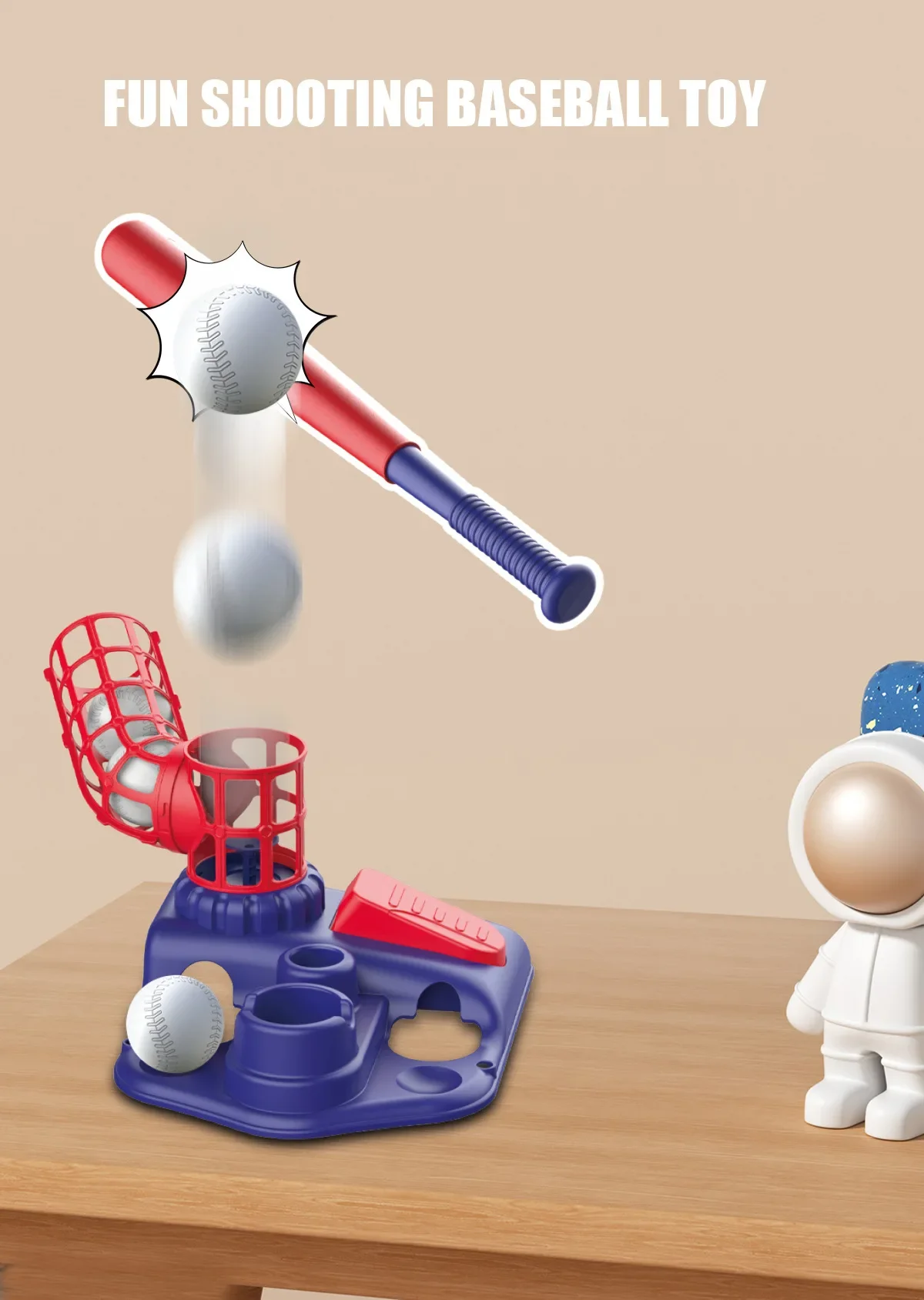 3-in-1-Baseball-Katapult-Werfer, automatischer Spaß, sichere Sportübung, Eltern-Kind-Interaktion, Outdoor-Sportspielzeug