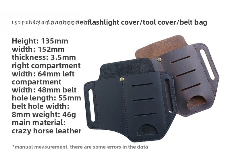 PJ8 Crazy Horse lederen dubbele schede meshoes Multifunctionele zaklamp tactische pennenhoes