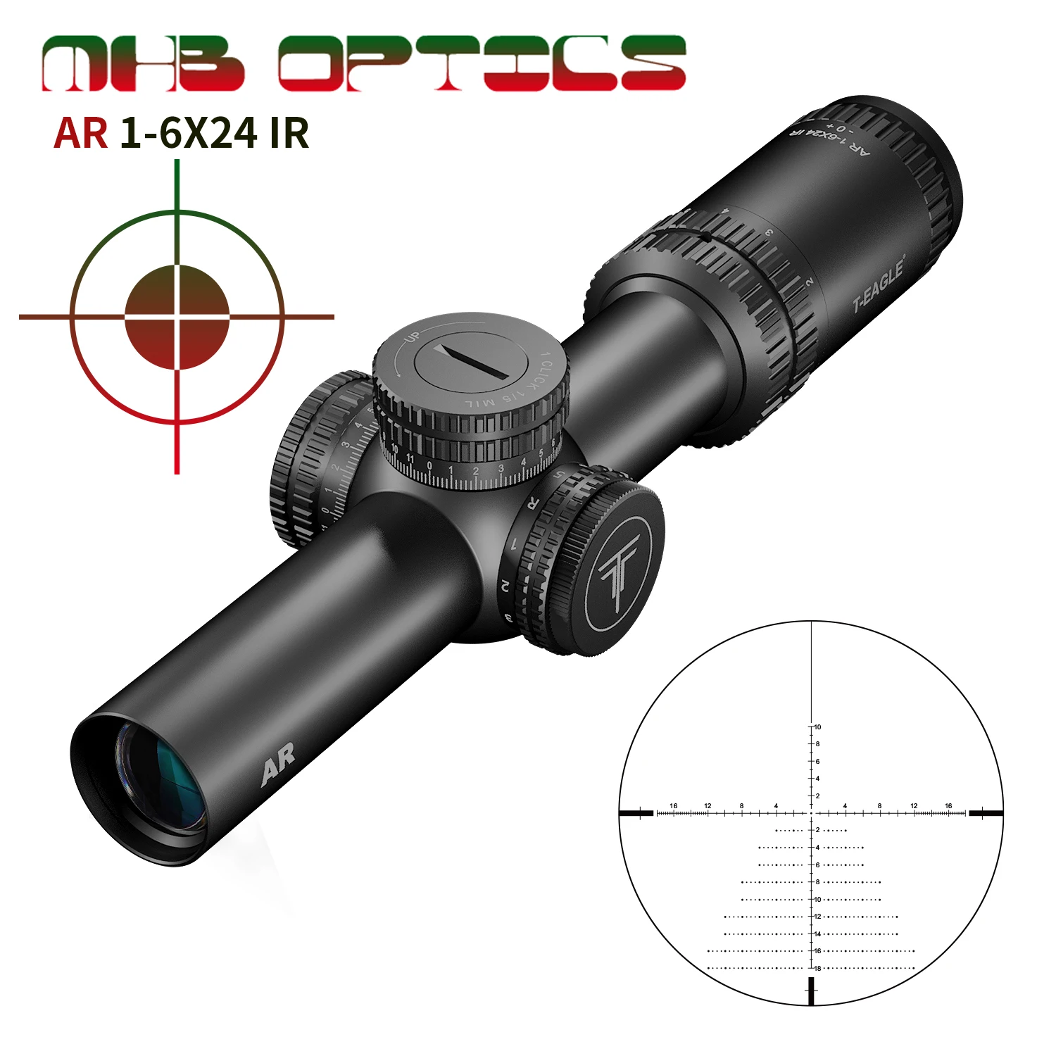 T-EAGLE brand new genuine product- AR 1-6X24 IR Optical Sight Range Close range Hunting Rifle Sniper Mirror HD Transparent