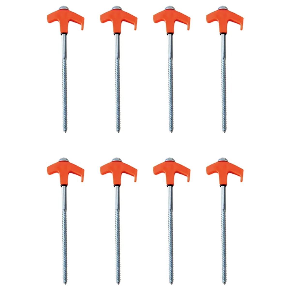 

OURC-Tent Pegs Camping Stakes, Metal Threaded Tent Spikes (8 PCS) Orange