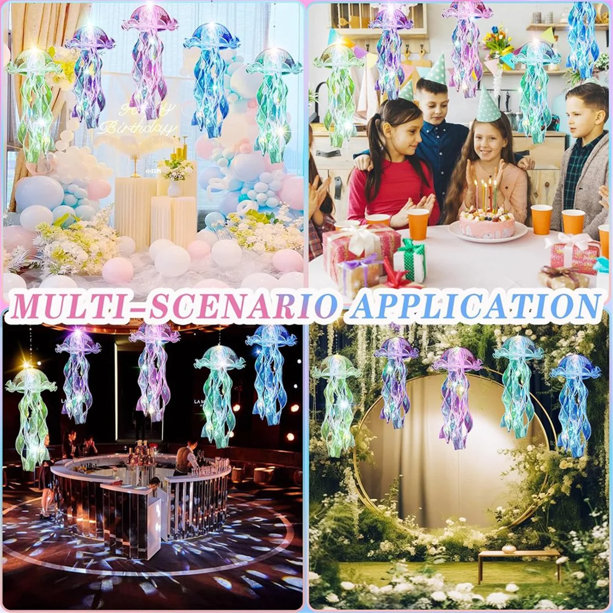 A03R Jellyfish Decor, 10 Pcs Jellyfish Lanterns Hanging Jelly Fish Decoration for Under the Sea Decorations