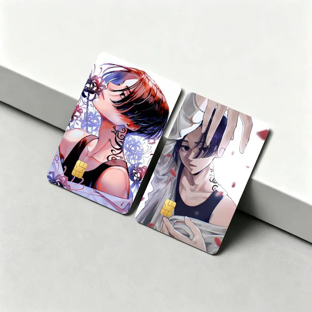 Black M-Mikey Toman Tokyo-R-Revengers 1Set 4Pcs Card Skin Stickers, Waterproof Decorative Film for Credit Debit Bank Bus IC Card